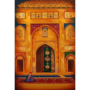 S. A. Noory, 24 x 36 Inch, Acrylic on Canvas, Cityscape Painting, AC-SAN-247